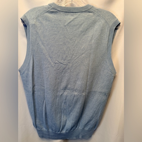 Peter Millar Size Medium Silk Cotton Cashmere Blend Sweater Vest Light Blue Golf - Picture 5 of 9